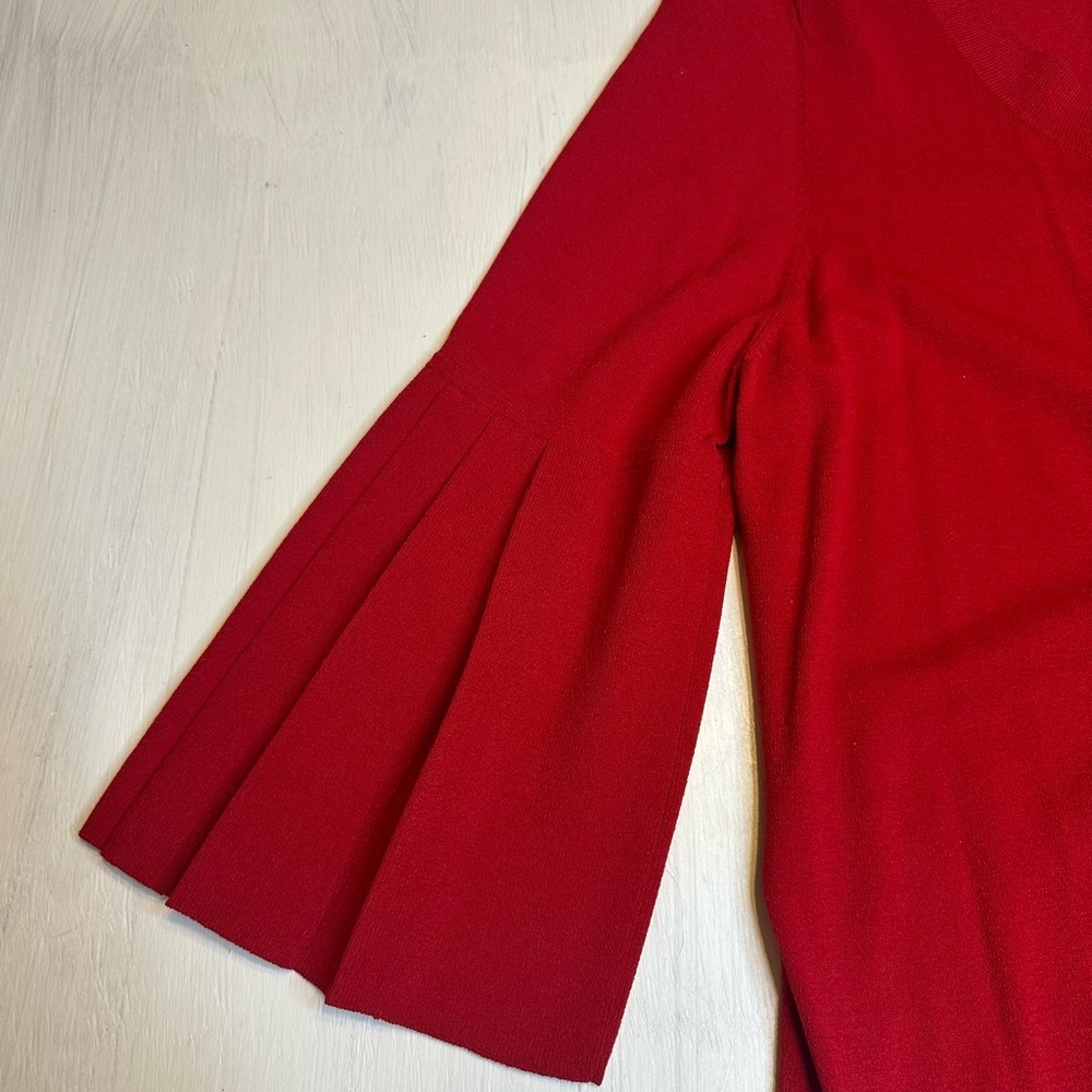 Jones New York Red Bell Sleeve Cardigan Sweater XL Button Front Knit - Picture 6 of 10